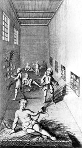 Bedlam illusztrációja Jonathan Swift „A Tale of a Tub” című könyvéből, 1710-ben megjelent ötödik kiadás